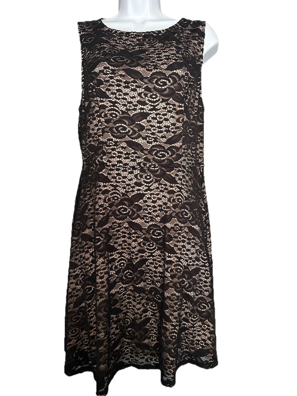 City Triangles Black Lace Overlay Flare Mini Keyhole Women's Sz XXL Lined Dress